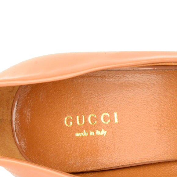 GUCCI SHOES BETTY PATENT LEATHER PLATFORM OPEN TOE PUMP PHARD sz 39.5 9.5 - Picture 7 of 11